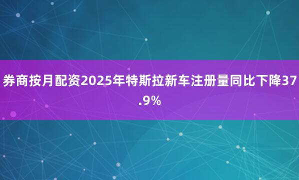券商按月配资2025年特斯拉新车注册量同比下降37.9%